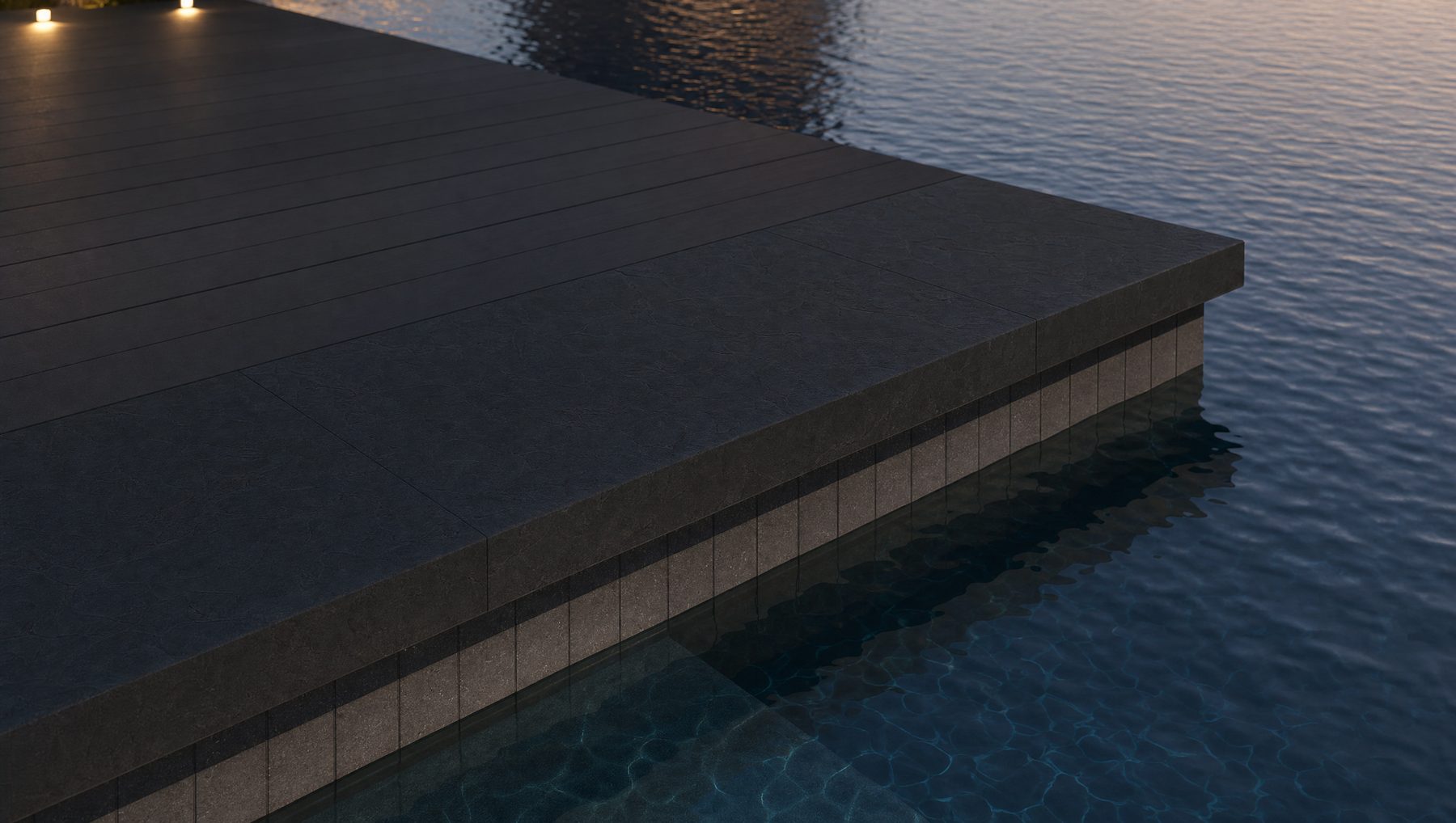 Montauk Black L-shaped pool coping