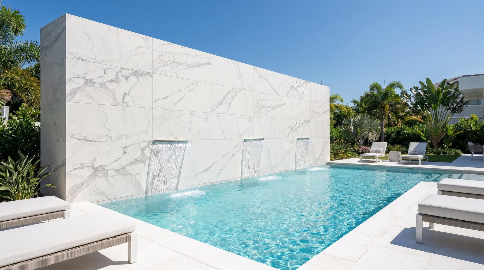 Atelier Chisel Charme Veined Statuario installed project application.