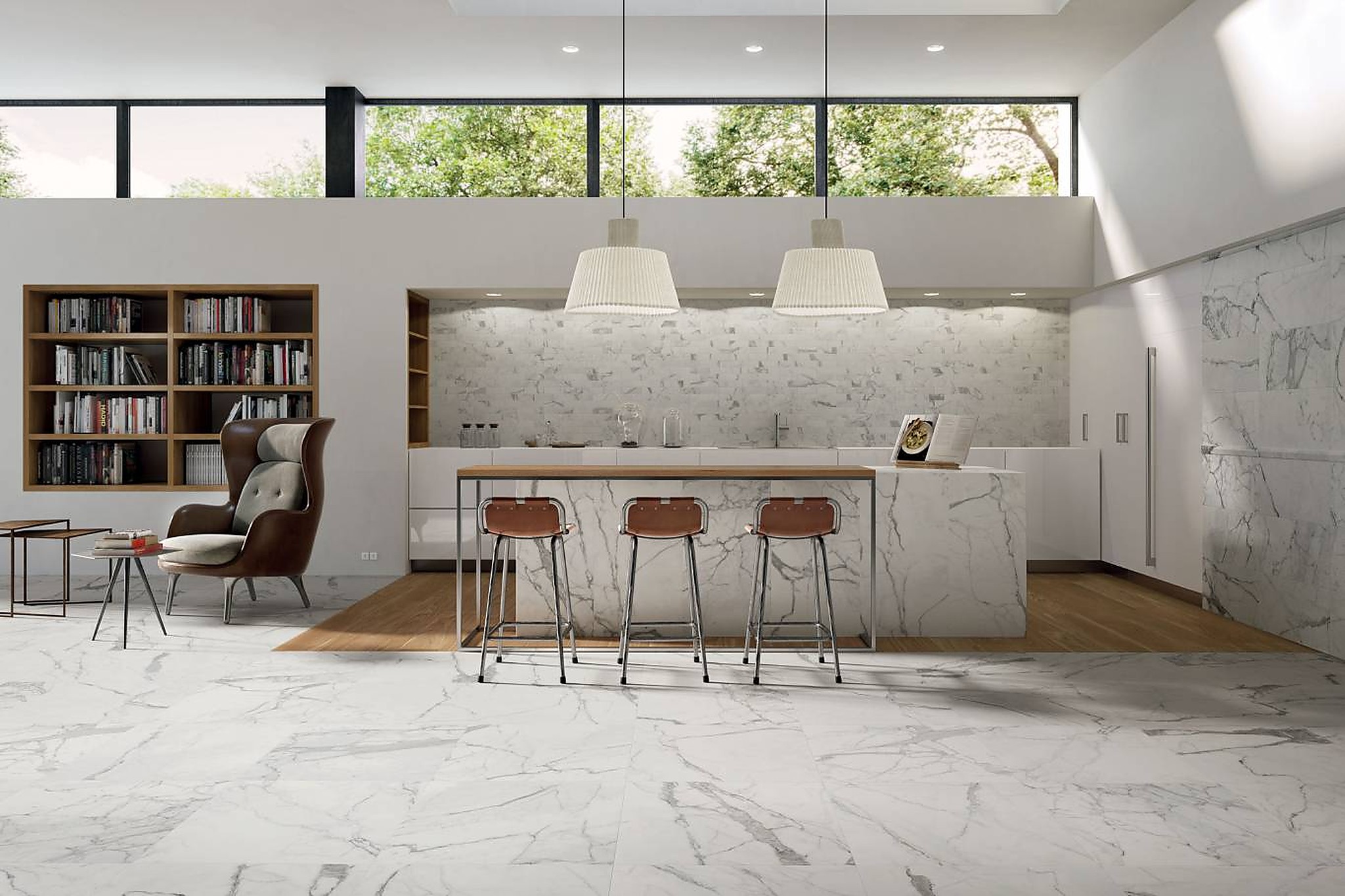 Charme Veined Statuario installed project application.