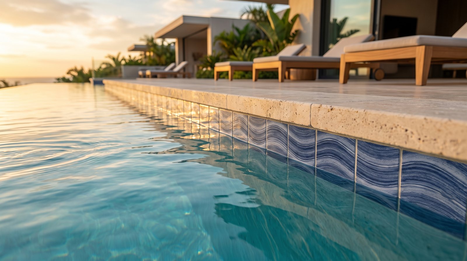 Ocean Wave Cobalt Glossy 6x24 installed project application.