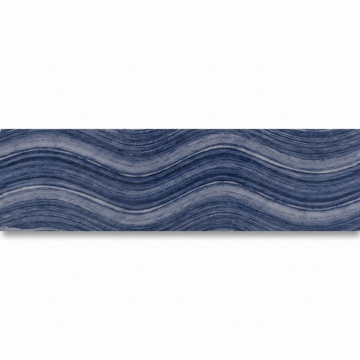 Ocean Wave Cobalt Glossy 6x24 porcelain surface texture and color detail.