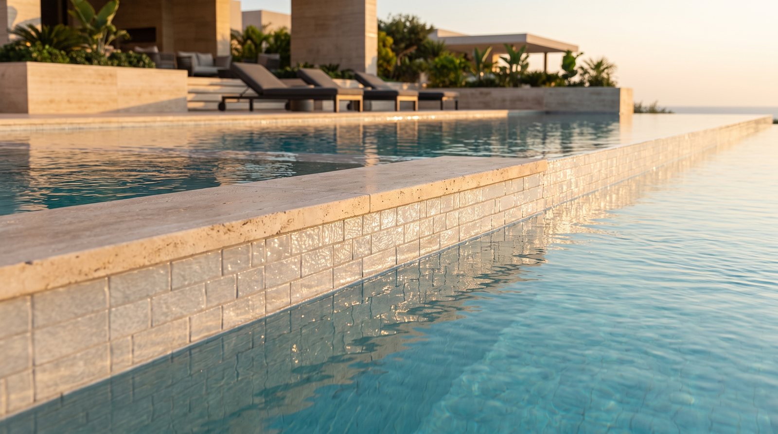 Roccia Ice White glossy waterline tile