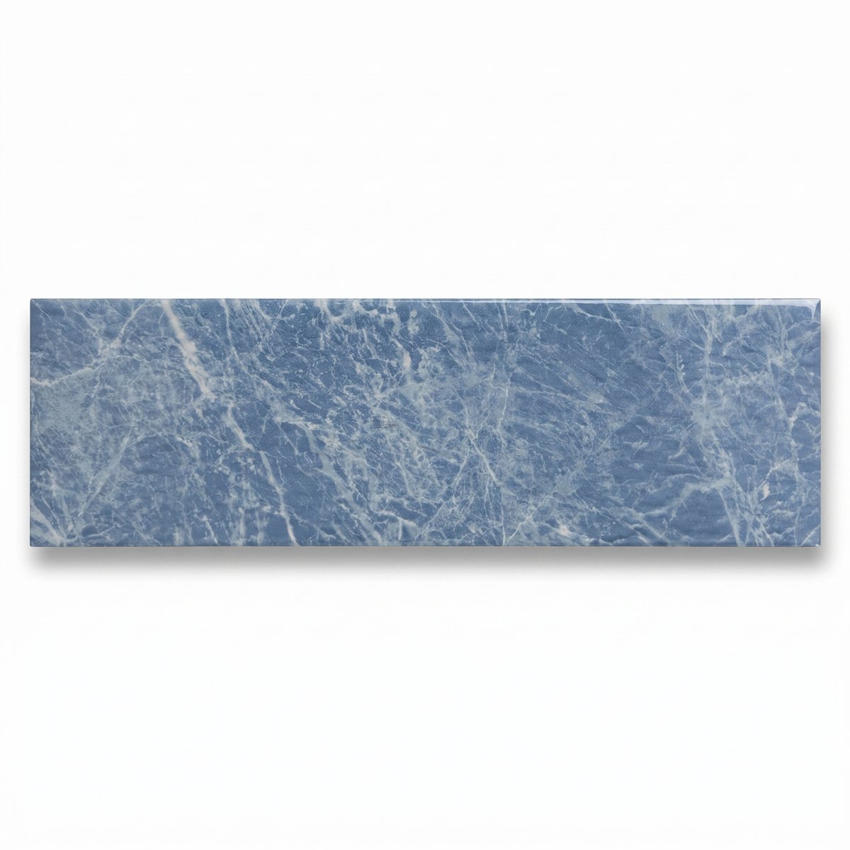 Roccia Light Green Glossy 6x24 porcelain surface texture and color detail.